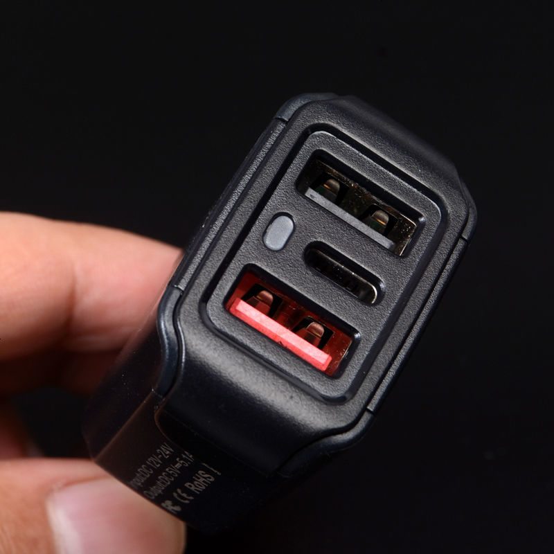 高通车载qc3.0快充充电器点烟器usb一拖三快闪车充头