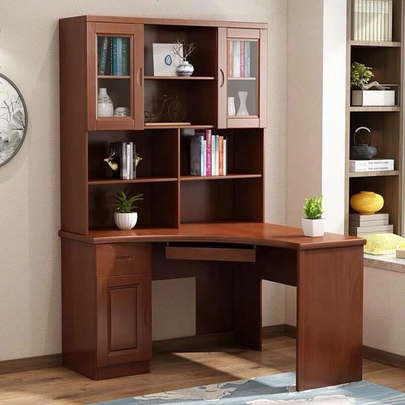檀星星电脑桌 檀星星转角书桌书架组合1.2米实木电脑桌1米家用台式书