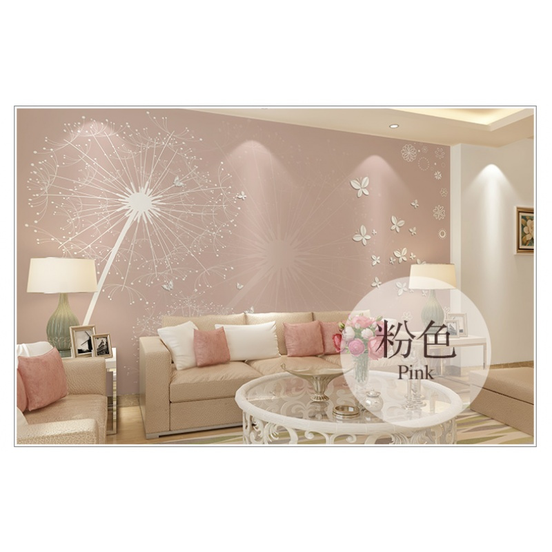 锦上花3d无缝壁画电视背景墙壁纸卧室客厅墙纸壁纸现代简约蒲公英壹德壹