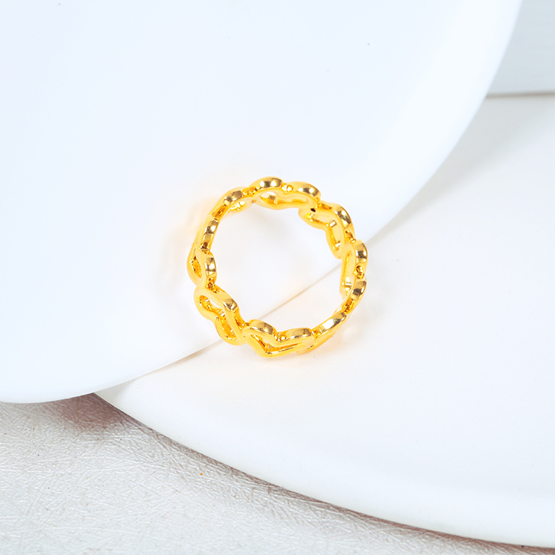 新金珠宝黄金爱心戒指足金镂空心形女戒纯金戒子指环七夕礼物1042