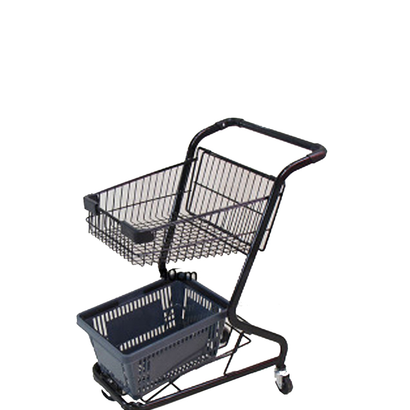 黑色双层购物推车 30*60*90cm