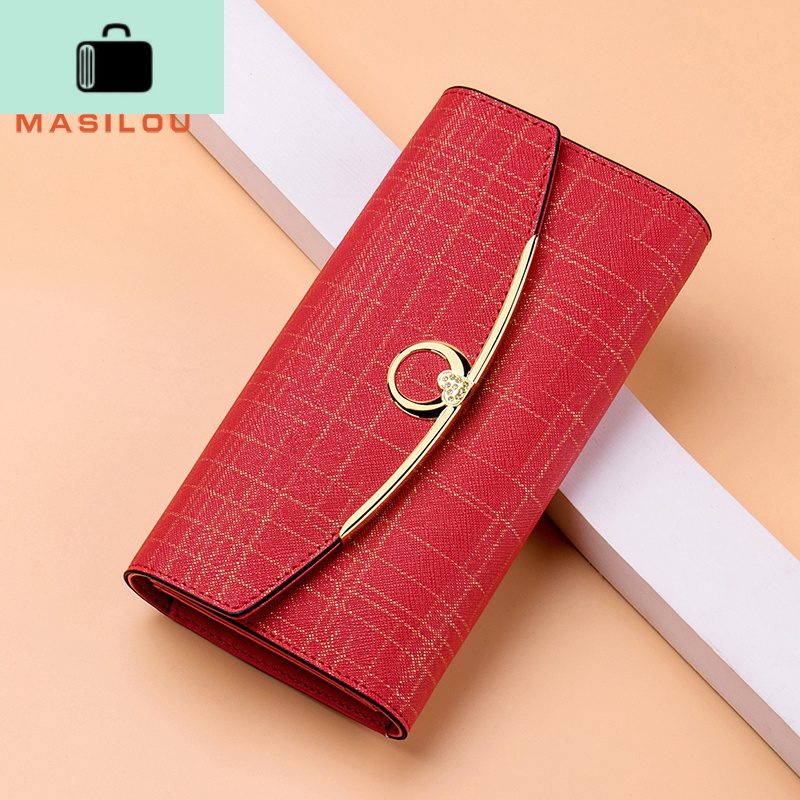 2020新款钱包女长款牛皮手拿包多功能欧美大容量多卡位钱夹NEW LAKE 红色