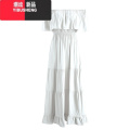 YIBUSHENG一字肩连衣裙仙三亚海边巴厘岛显瘦沙滩长裙女度假裙ins裙 XL 白色