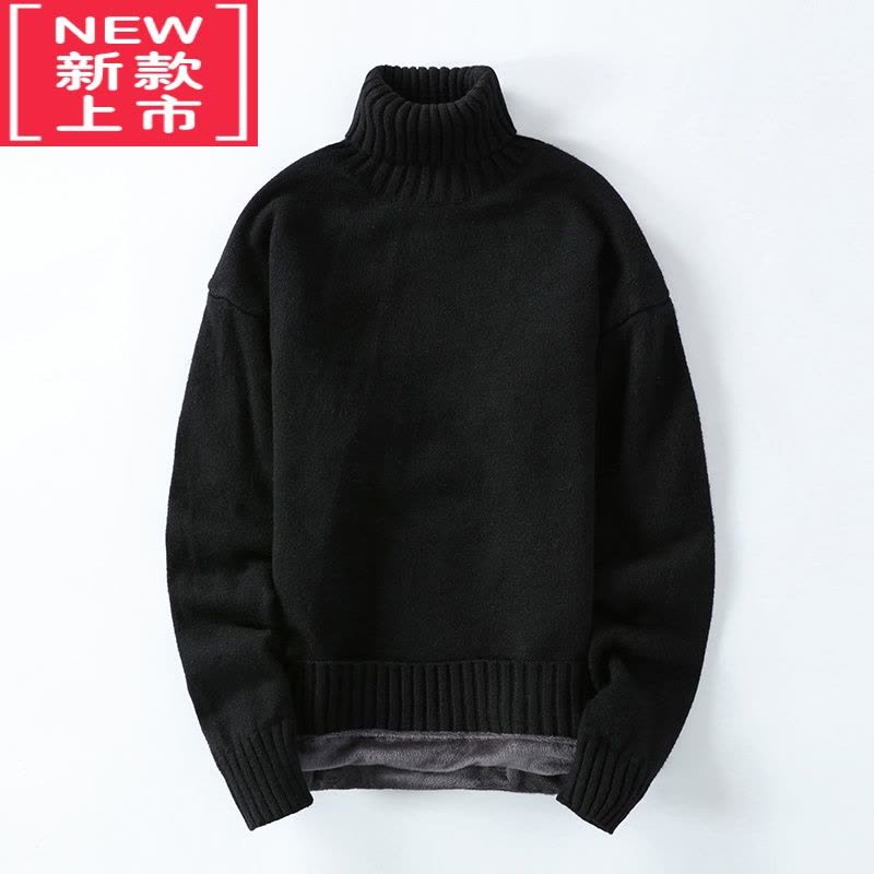 可莉允高领毛衣男秋冬季加绒加厚款保暖大童潮流长领男装内搭打底衫外套图片