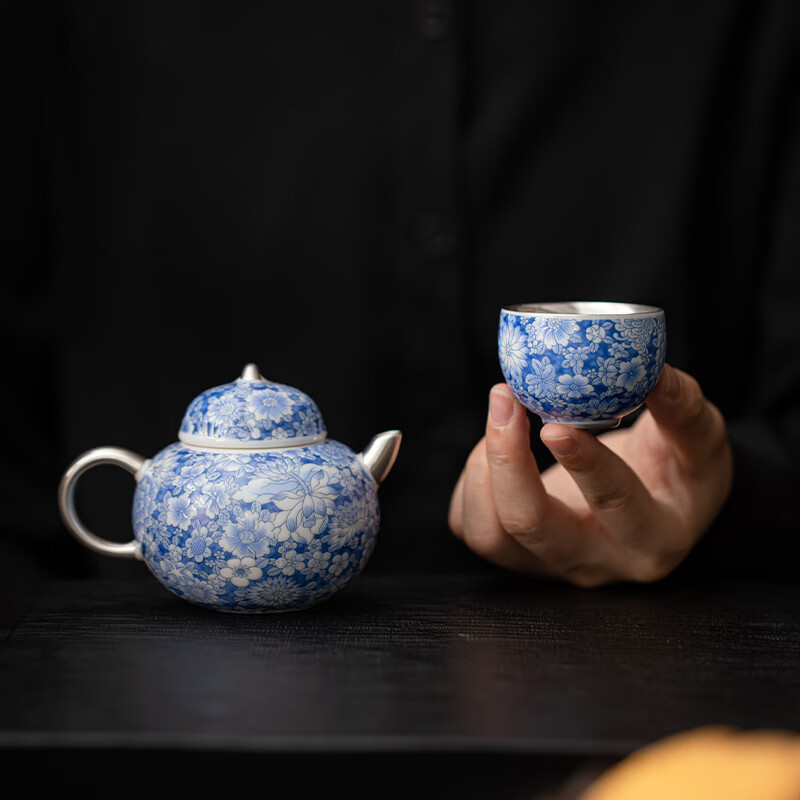 苏氏陶瓷/SUSHI CERAMICS SS005 鎏银百花茶壶小套装 (单位:套)高清大图