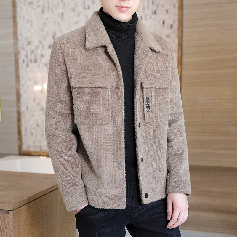 yuansu男士毛呢大衣短款秋冬加厚立领外套韩版潮流帅气呢子风衣冬季