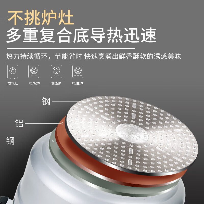 双喜华康蒸格通用铝压力锅 高压锅铝合金燃气电磁炉通用防爆家用压力锅QL2410/24CM/7.5L高清大图