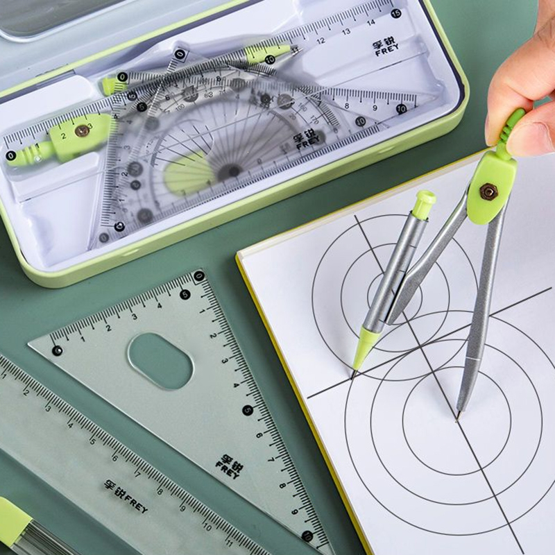 邦可臣圆规尺子套装小学生七件套学生绘图文具三角尺直尺量角器多功能
