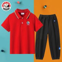史努比(SNOOPY)儿童运动短袖短裤两件套装夏季新款男童POPL衫套装SN2PH