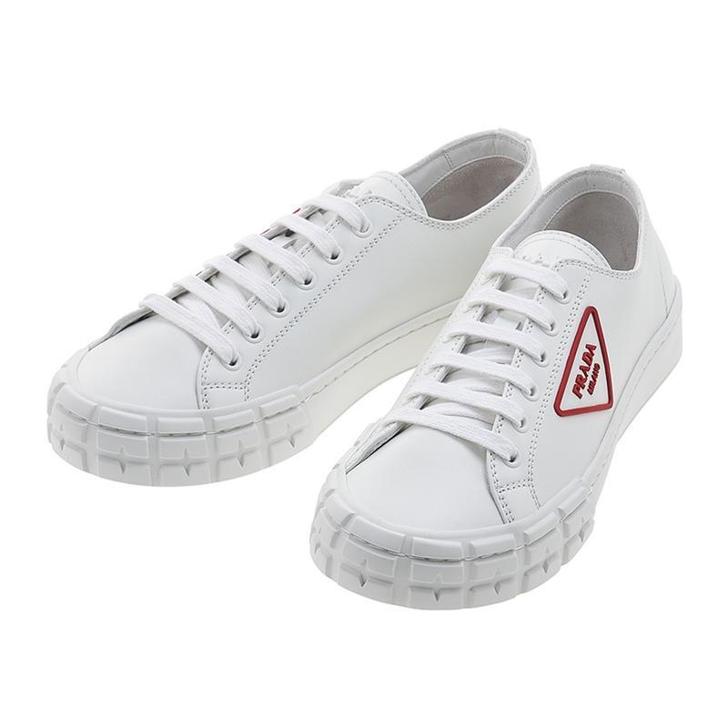 PRADA 普拉达(PRADA)圆头系带饰徽标套穿式设计男款跑步鞋牛皮橡胶底运