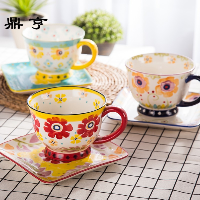 鼎亨新款欧式咖啡杯套装陶瓷咖啡杯碟 下午茶釉下彩咖啡杯马克杯