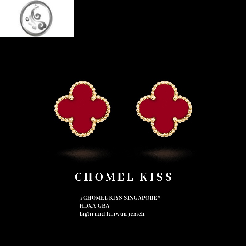 JiMi显白红色耳钉女红玛瑙耳环玫瑰金高级感小众设计网红夏季搭配攻略