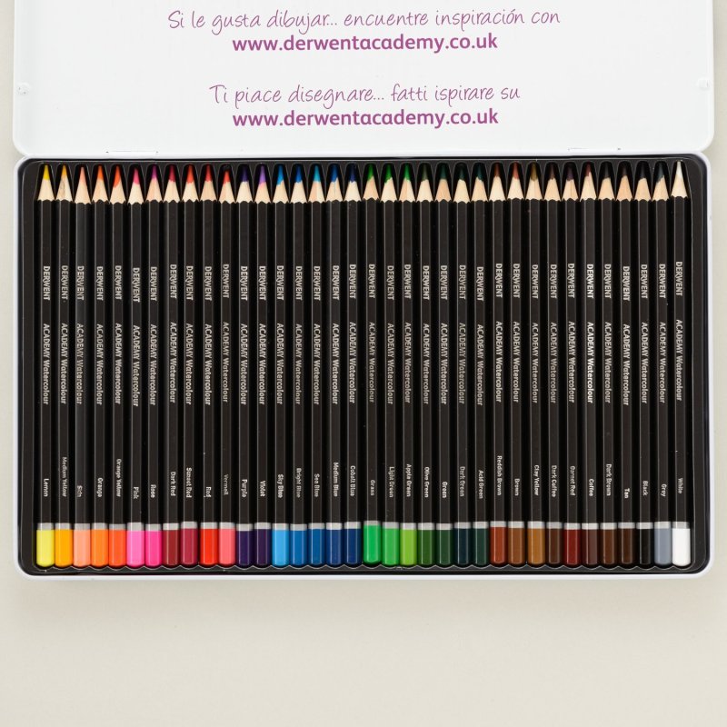 DERWENT Academy Watercolour Pencils 36 得韵 Academy水彩笔36色铁盒套装