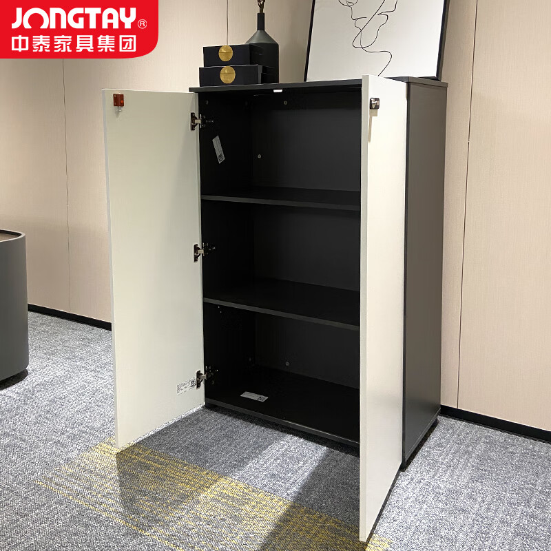 中泰(jongtay)文件柜办公柜子矮柜木质隔断桌边柜资料柜档案柜密码柜静谧黑 J-DSCP-CC08高清大图