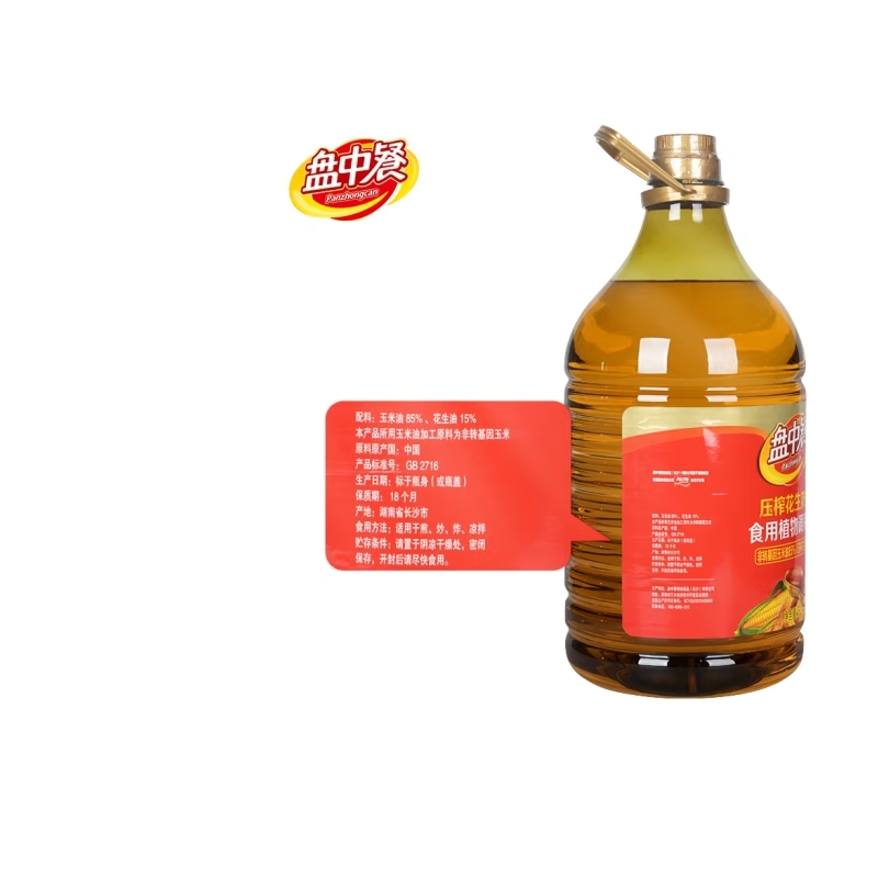 盘中餐 压榨花生浓香食用植物调和油 5L/桶高清大图