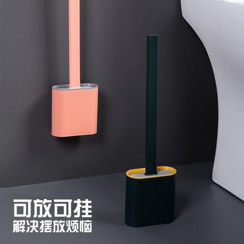 马桶刷多功能无死角硅胶家用刷子洁厕刷可放免打孔壁挂马桶刷套装 壁挂+底座+白色刷子+精美礼盒