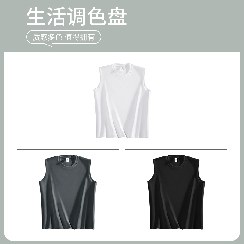 啄木鸟230g重磅纯棉背心男夏季无袖T恤坎肩跑步运动健身老头汗衫高清大图