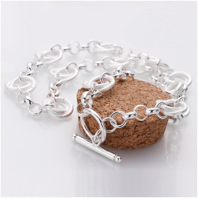 N644 Women Silver Necklace 镀925纯银女项链日韩版锁骨链潮人送女朋友七夕情人节礼物