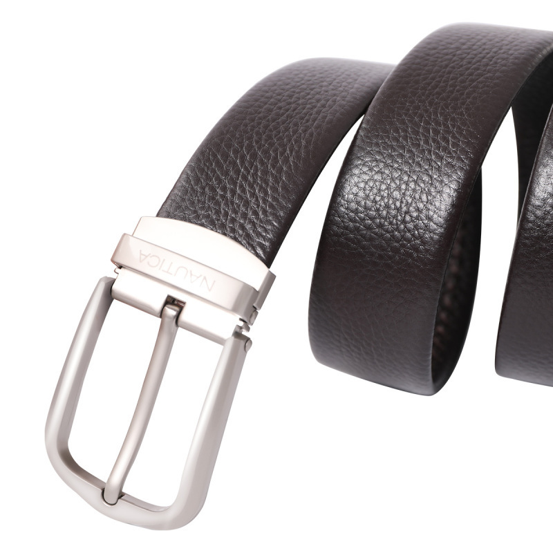 诺帝卡/NAUTICA新品男士针扣牛皮革腰带宽30mm