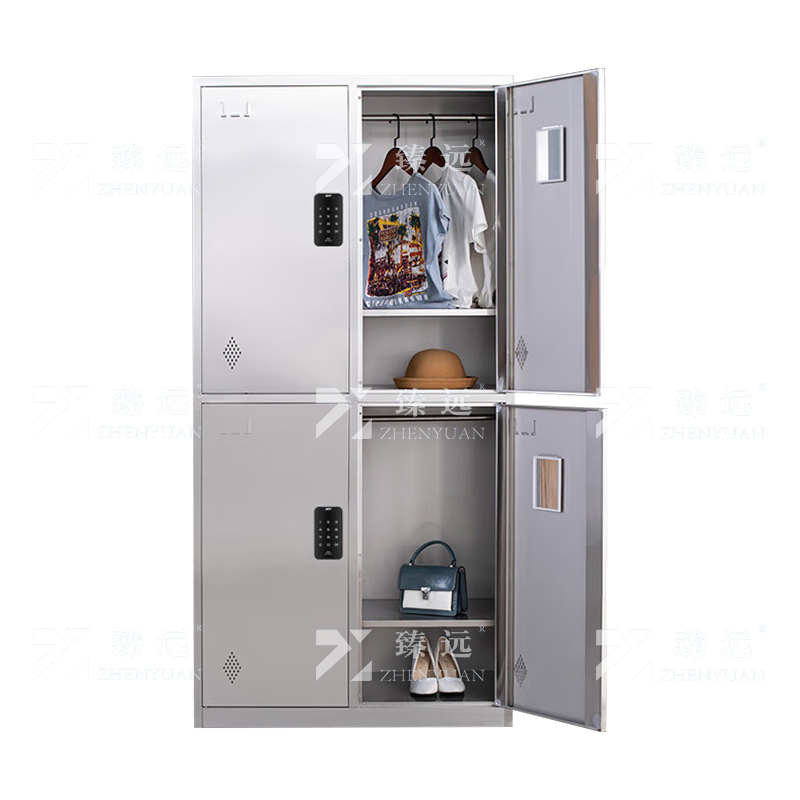 臻远 ZY-X219不锈钢更衣柜员工餐盘储物柜无尘车间多门智能密码锁衣柜 四门更衣柜