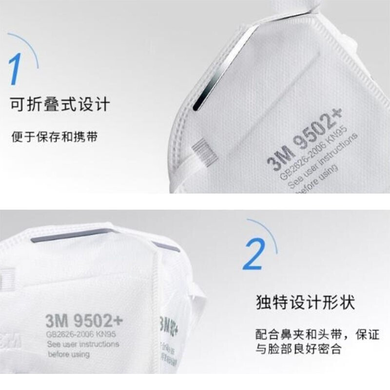 3M 9502+口罩 KN95系列头戴式防雾霾自吸过滤式防颗粒物防霾口罩 KN95 环保装 50个/包高清大图