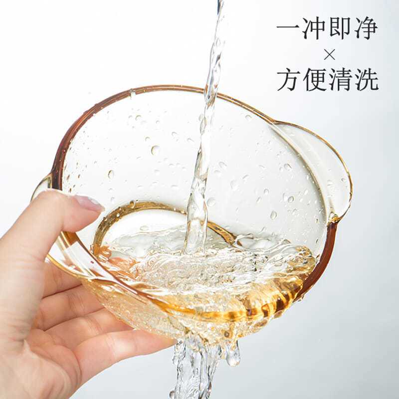 新款加厚双耳碗欧式透明玻璃琥珀色碗水果麦片沙拉碗防烫面碗汤碗 钻石碗1只