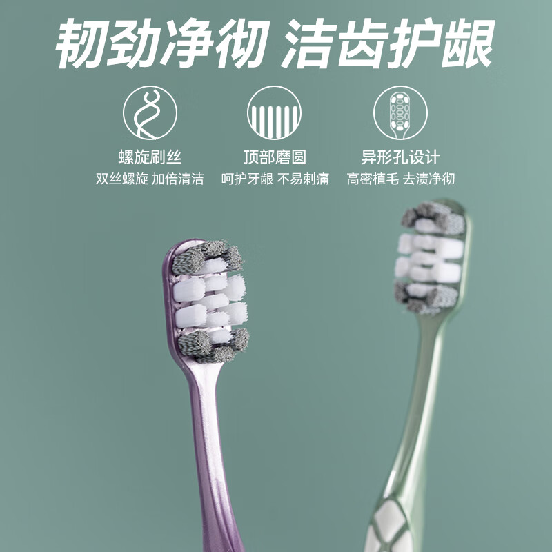 牙博士中硬软毛牙刷螺旋刷丝高密植毛去渍净彻 2支装高清大图