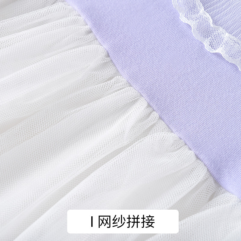 铅笔俱乐部童装2020秋季小童花边领长袖连衣裙女童网纱拼接裙子