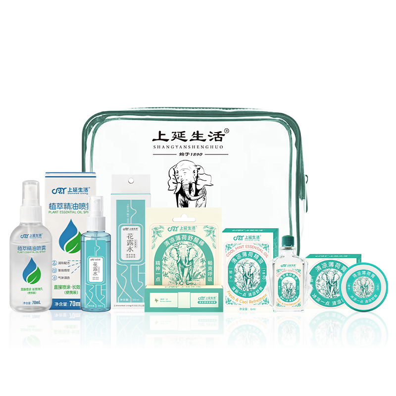 上延生活 清凉防暑五件套C薄荷精油6ml薄荷膏7g+薄荷鼻通2ml(双头)+花露水30ml+植萃精油喷雾70ml(驱蚊)