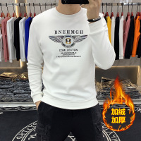 冬季新款加绒加厚卫衣男上衣圆领长袖打底衫欧货保暖秋衣潮64_335 XXL 【加绒加厚】Y060卫衣款大B翅膀白色