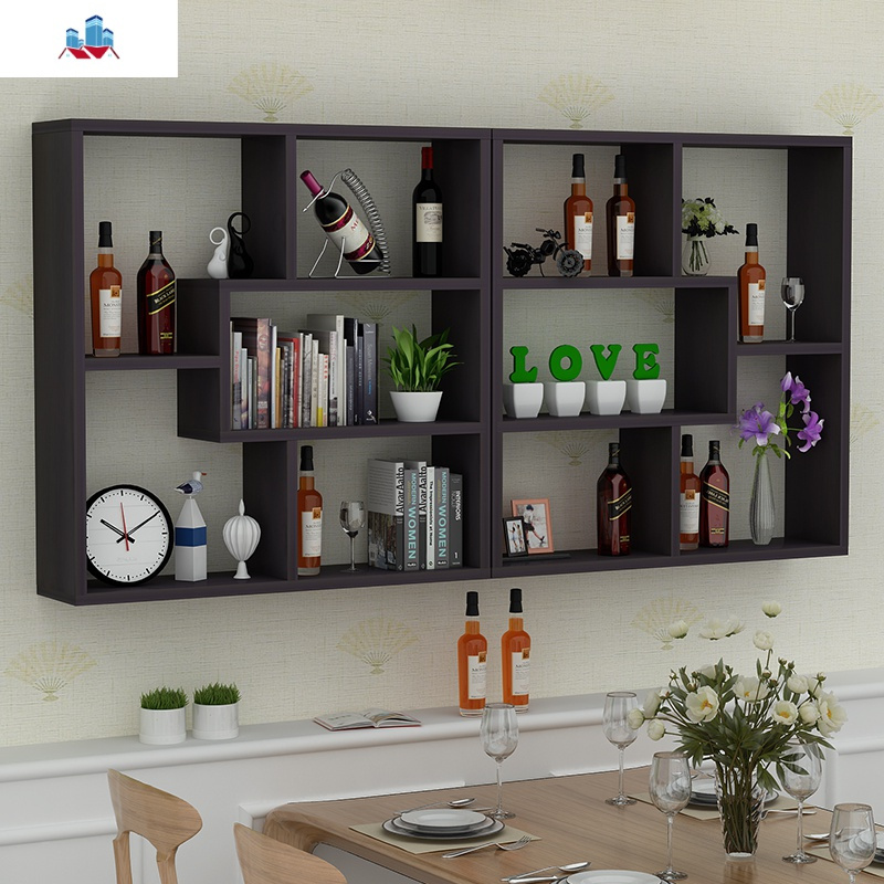 新款悬挂式酒架红酒架家用餐厅墙上酒柜壁挂式简约现代多层置物架 泰