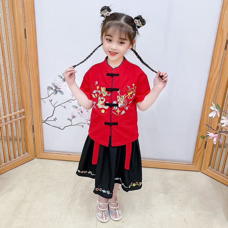 男童套装110cm端午六一表演服男童唐装民族服装薄款古风汉服儿童节