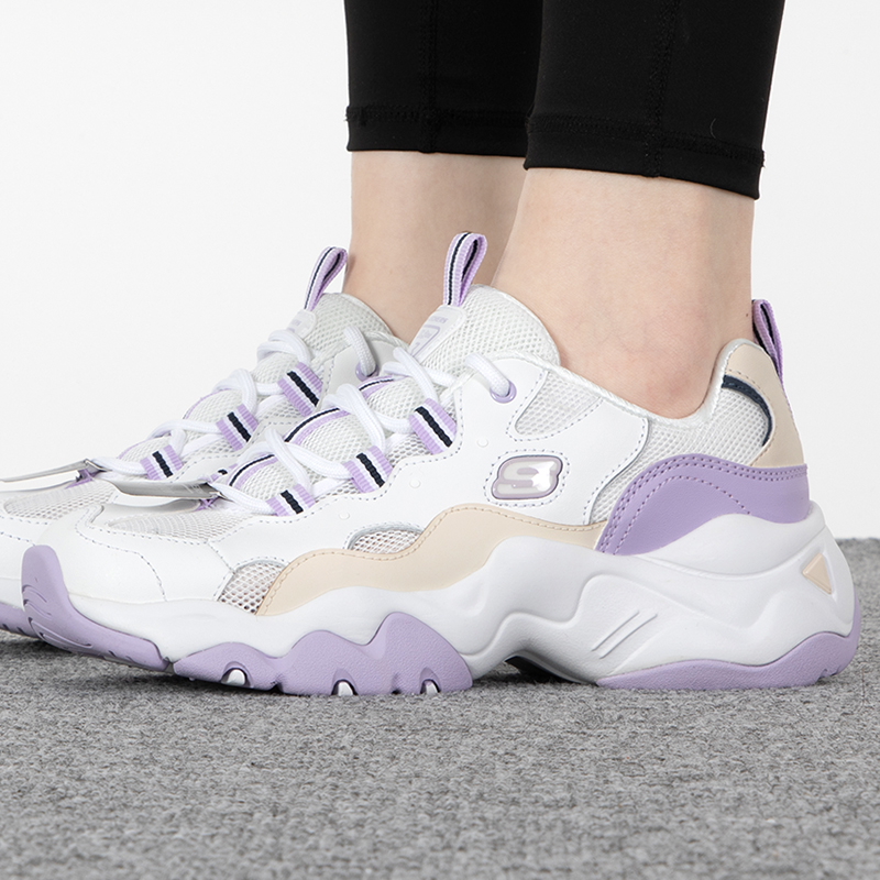 SKECHERS斯凯奇女鞋新款厚底老爹鞋网面透气百搭运动休闲鞋896008-WLV ZP高清大图
