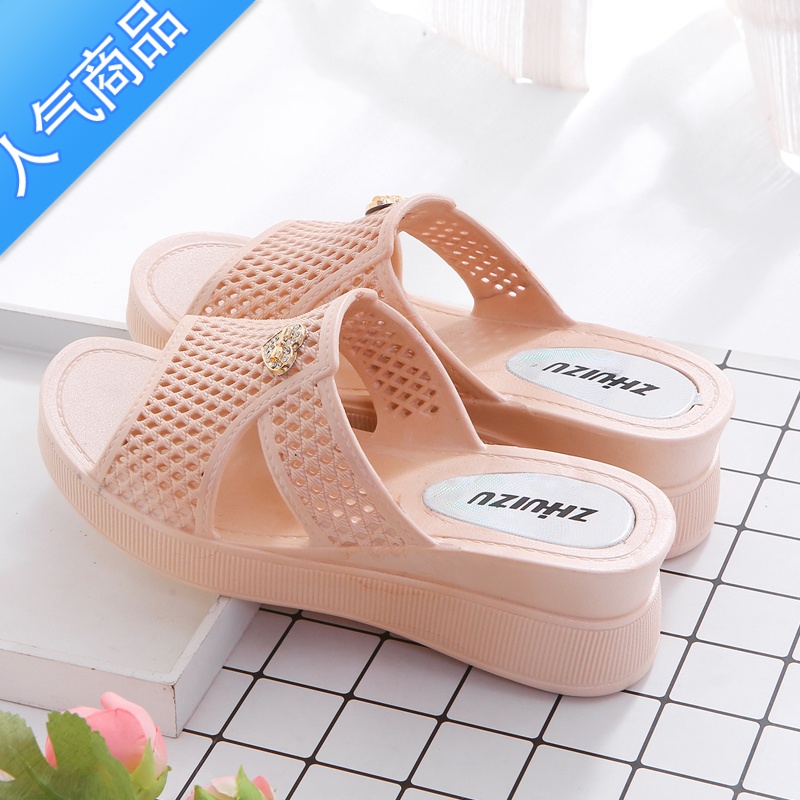 SUNTEK拖鞋女夏季室内坡跟高跟居家浴室防滑女士托鞋夏天厚底家居凉拖鞋高清大图