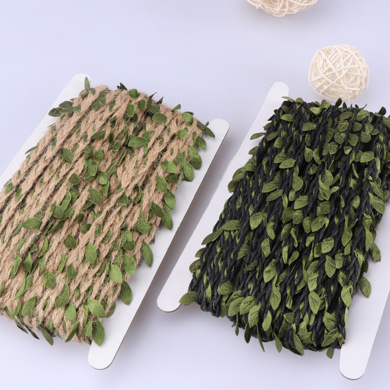 DIY彩色藤条20米创意装饰品绳子树叶混织森林系列小清新树叶麻绳 藤条米色20M