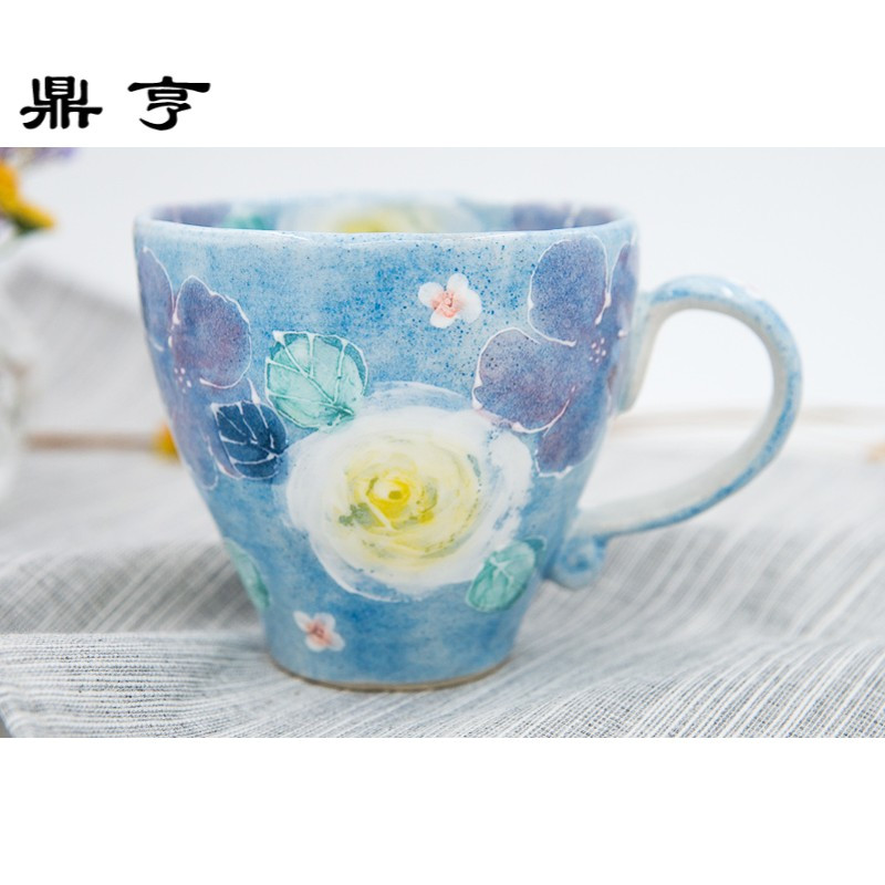鼎亨现货再入 日本 手绘繁花彩花 马克杯茶杯水杯 咖啡杯