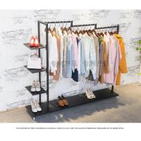三维工匠服装店衣架展示架鞋包挂衣服架子移动落地男女装店货架侧挂服装架晾晒架 黑色长200*宽36*高150送轮子+扳手