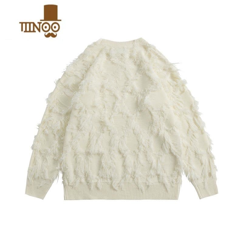 YANXU国潮先生 款美式复古流苏毛边针织毛衣男潮牌设计感小众外套图片