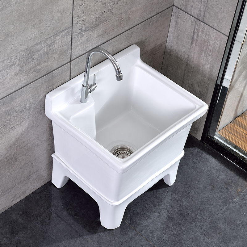 古达拖把池阳台小号陶瓷洗拖布池墩布池家用卫生间方形自动下水器koj4