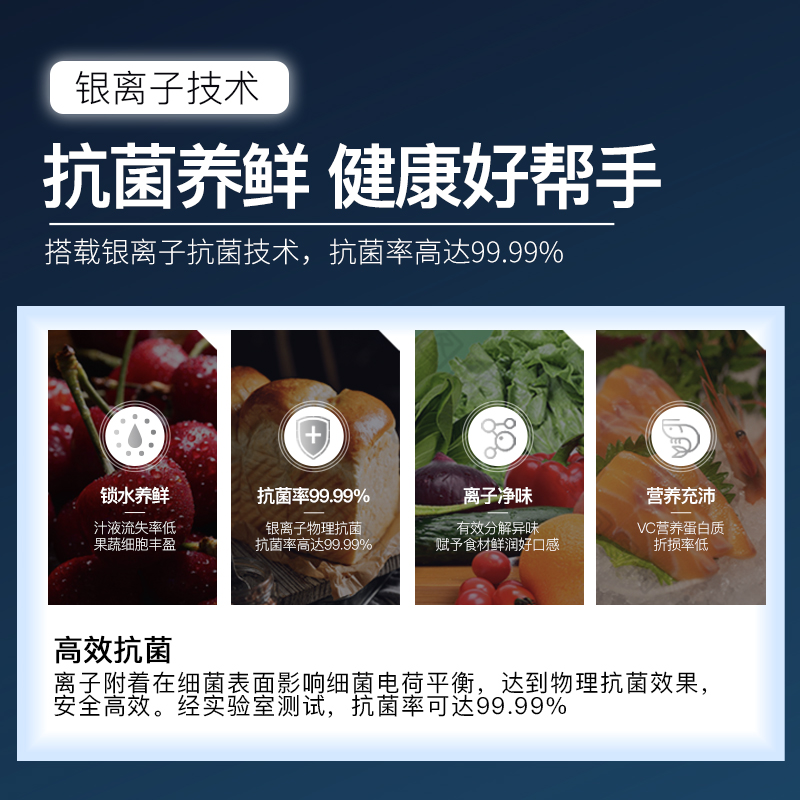 上菱461升对开门冰箱一级能效风冷无霜节能双变频离子净味抗菌大容量双开门家用电冰箱BSE461PWL(丝蕴灰)高清大图