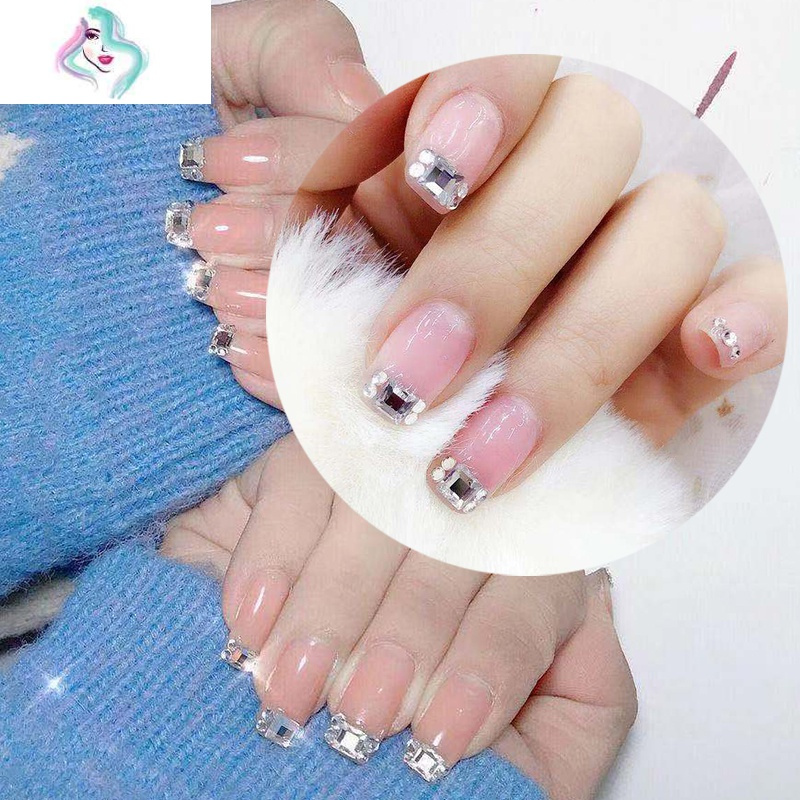 抖音美甲钻网红爆新款超闪装饰品异形长正方形指甲钻石平底贴水钻你