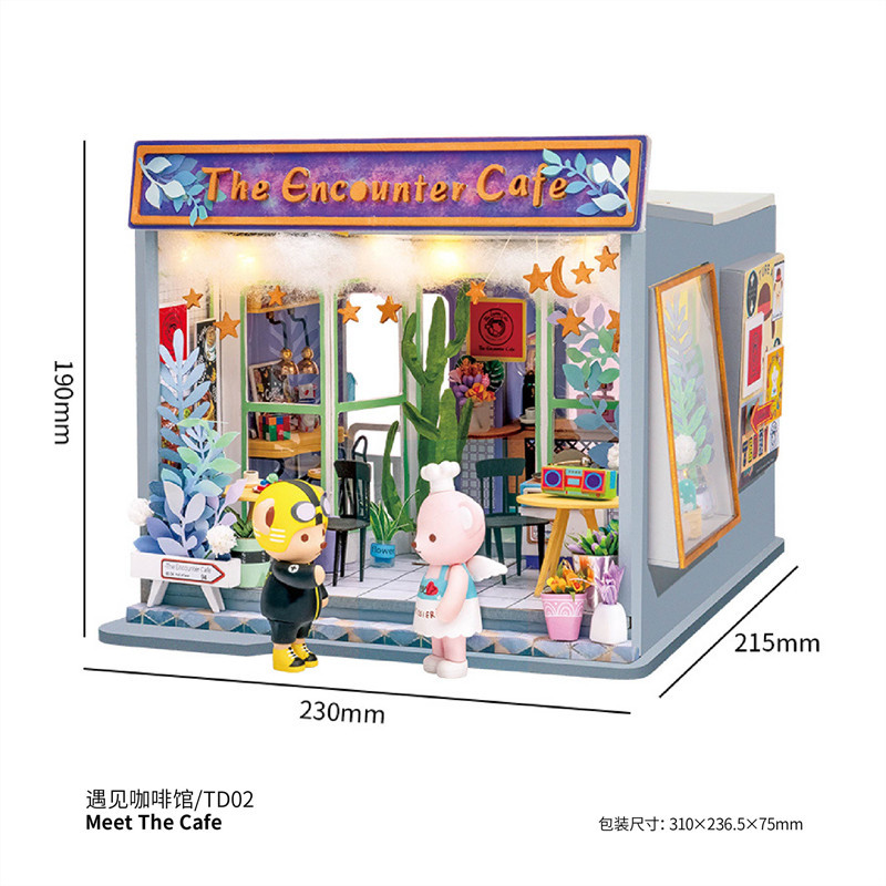 若态若来diy泰迪小屋 手工制作拼装模型珍藏艺术屋玩具创意拼插拼图带手办男生女生生日礼物 TD02遇见咖啡馆
