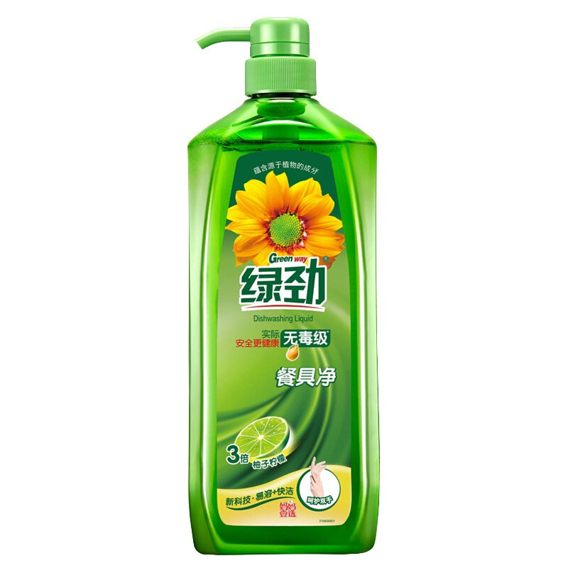 企购优品绿劲洗洁精柚子柠檬 家庭装新一代护手餐具净妈妈壹选 柚子柠檬1.28kg*1瓶