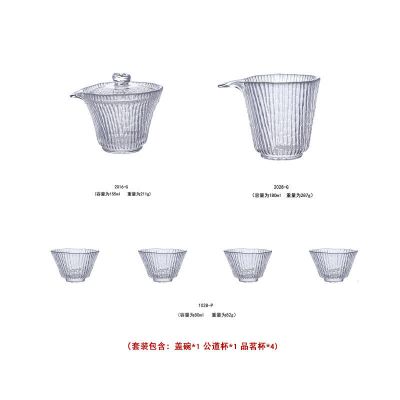 中国风玻璃茶具家用加厚耐高温日式待客高端品茗杯公道杯盖碗整套 透明 竹节款品茗杯(两只装)