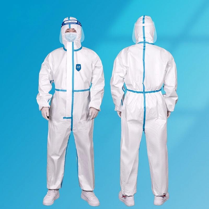 通用防护服一次性连体全身隔离衣工作服防尘不连脚(护目镜,口罩,鞋套,手套,防护服)