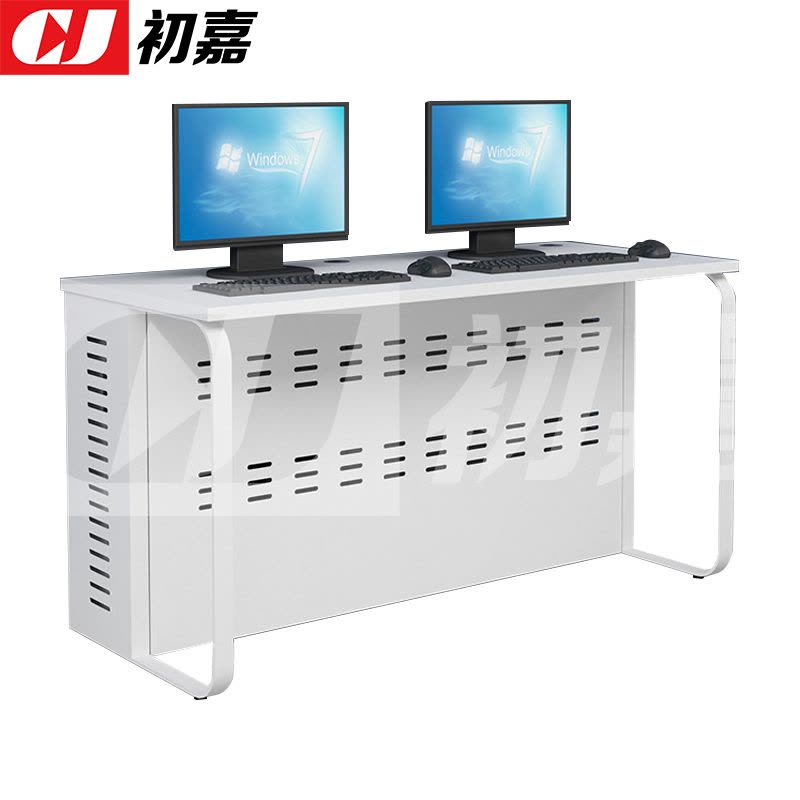 初嘉(CJ)钢架电脑桌培训桌机房电脑桌学习桌课桌 双人位E款图片