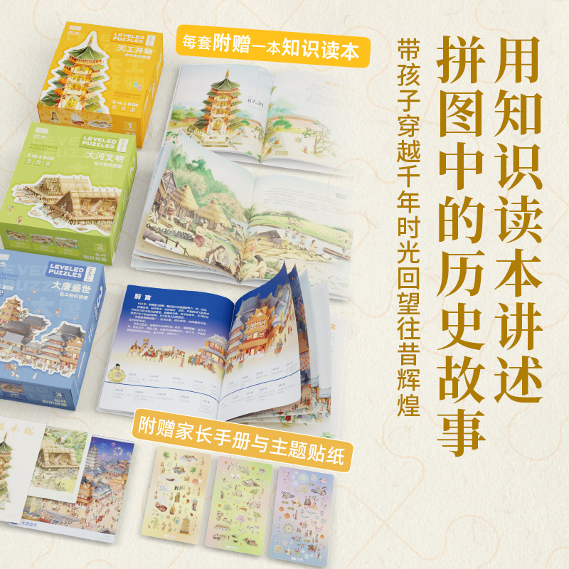 天工开物(1阶29/36/44片) [正版]北斗北斗知识拼图天工开物大河文明大唐盛世 3-6岁儿童益智玩具拼图 小学生历