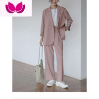 七斓大码西装套装女胖mm宽松休闲职业正装小西服外套套200斤 3XL160-180斤 粉色