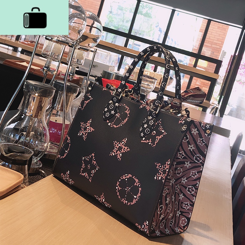 女包2020新款流行大花购物袋单肩包网红质感两面印花复古手提大包NEWLAKE高清大图