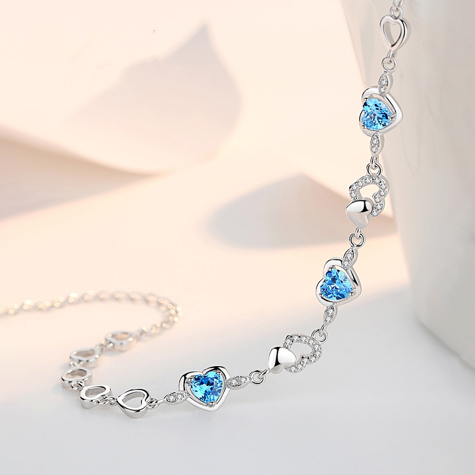 依帝魅心心相印s925纯银手链女纯银新款幸运韩版简约学生个性闺蜜银饰